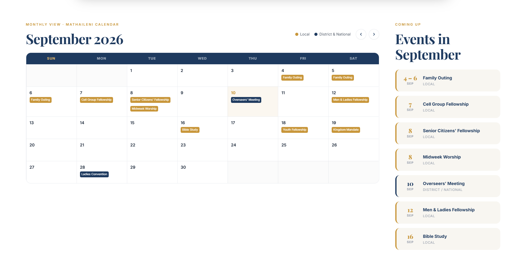 TACSAM Middelburg website — events calendar page